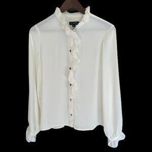 JCrew White Raffle White Shirt Semi-Sheer Size 6, Like New